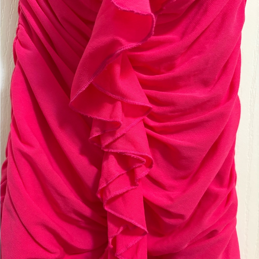 Pink Ruffled Mini Dress NWOT - Picture 5 of 6